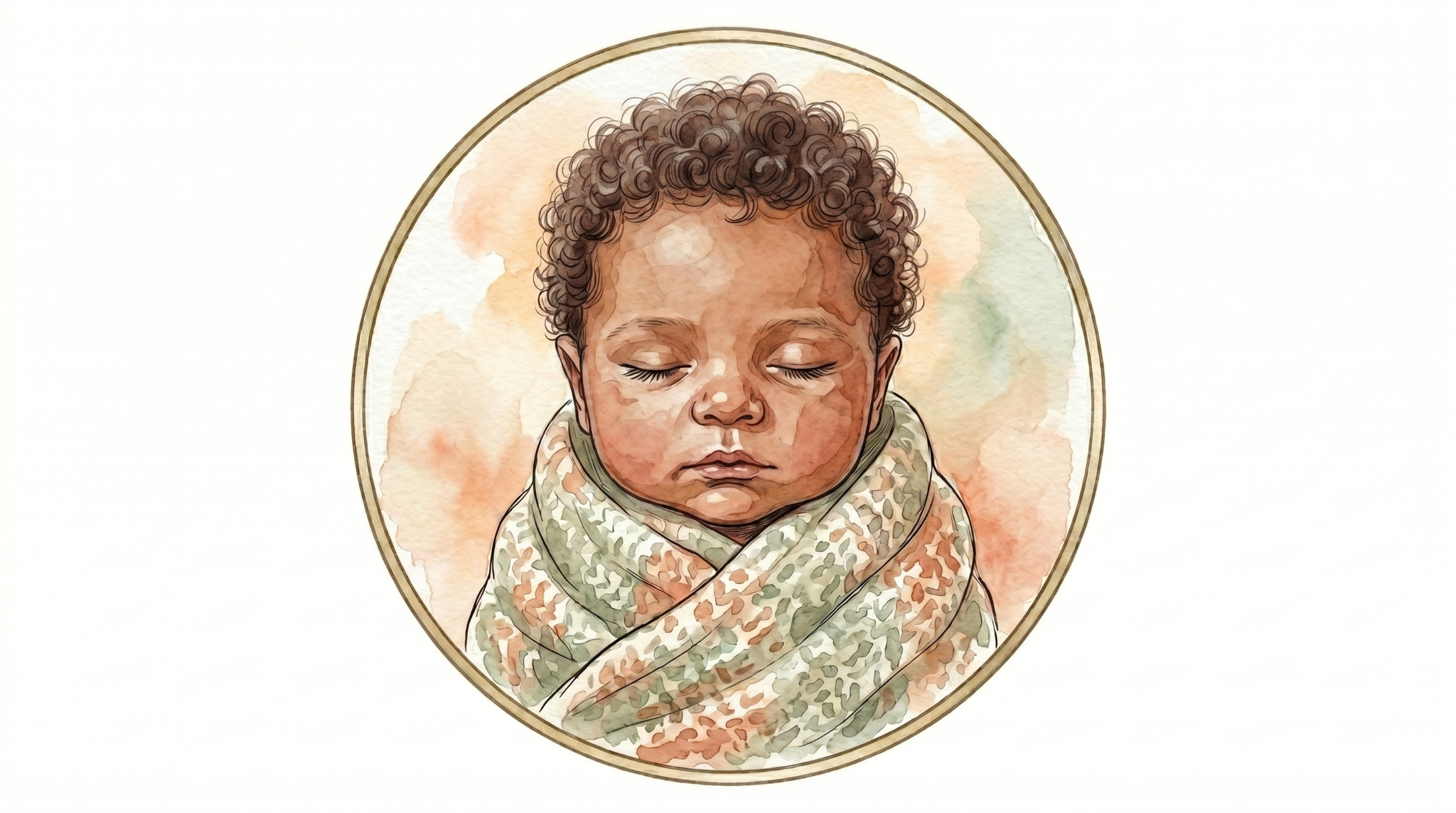 Swaddled newborn illustration